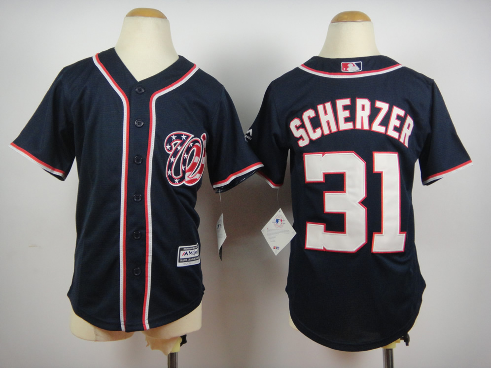 Youth Washington Nationals #31 Scherzer Blue MLB Jerseys->youth mlb jersey->Youth Jersey